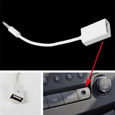 USB 2 Female Male Plug AUX Audio To 3.5mm Adapter Cable Converter for Car