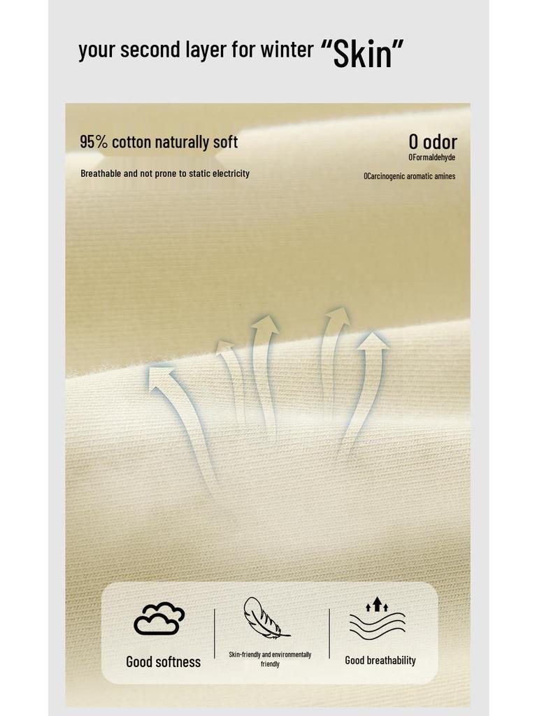 Dámské hřejivé spodní prádlo z čisté bavlny s kulatým výstřihem pro podzim/zimu