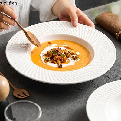 Relieftextur Keramik Tiefer Teller Dicke Suppenteller Salatteller Dessertteller Restaurant Molekularküche Kreatives Geschirr