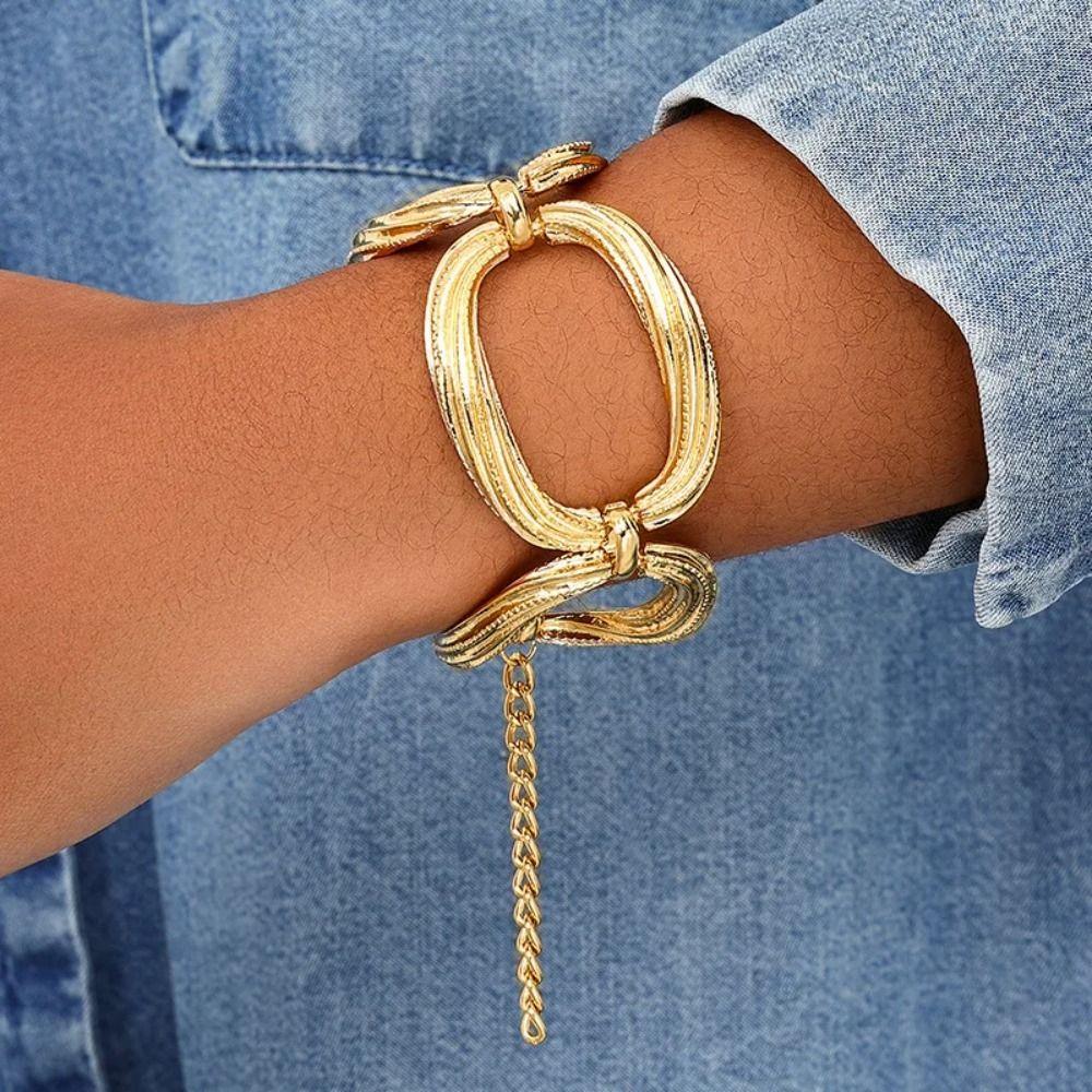 Multi-layer Line Minimalist Jewelry Combo Golden Color Adjustable Bracelet  For Men