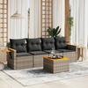 Vidaxl 5-Cz. Garden Lounge Set, Cushions, Grey PE Rattan