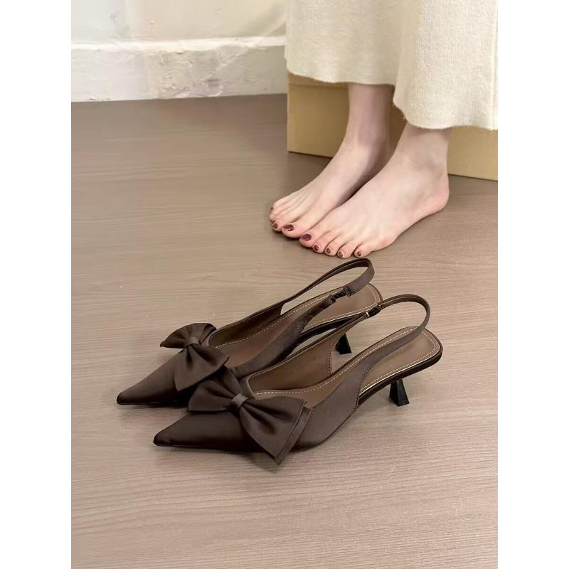 Fashion New Women Shoes Spring New Butterfly Knot Women Slingbacks Heels Shoes Sexy Dress Thin Heel Pointed Toe Ladies High Heels Women