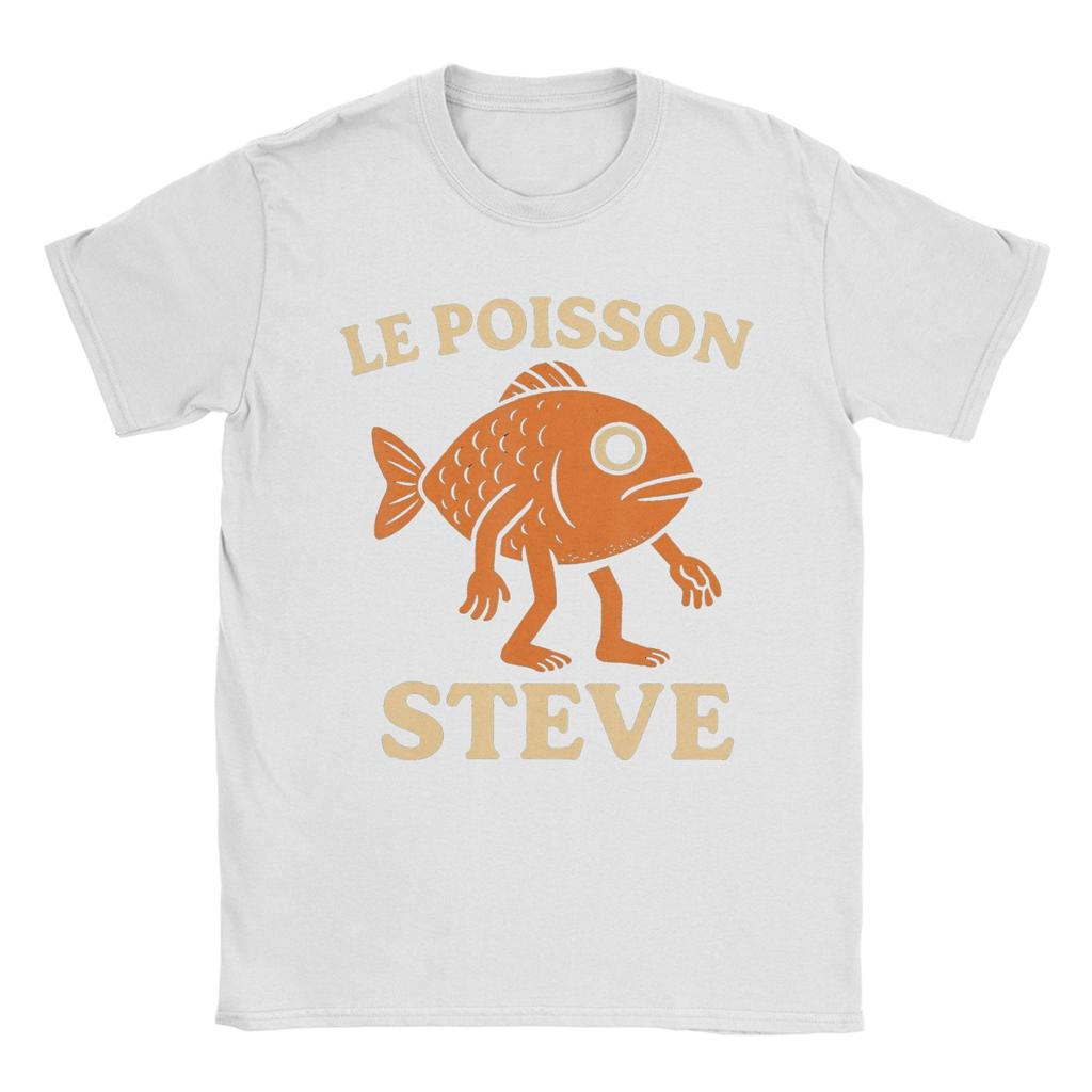 Fisch Le Poisson Steve Meme Herren T-Shirts Vintage T-Shirt Kurzarm Rundhals T-Shirt 100% Baumwolle 4XL 5XL Kleidung