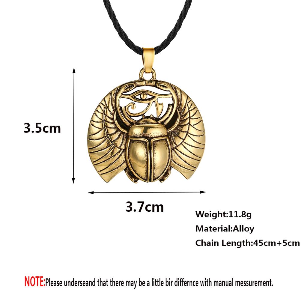 Scarab Necklace Eye of Horus Egyptian Beetle Wadjet Ancient Amulet Protection Symbolic Pendant Gift for Friends