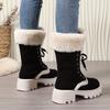 Snow Boots 2025 Winter New Chunky Heel Warm Padded Lacing