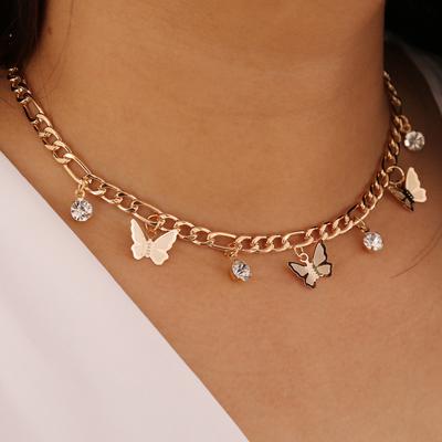Fashion Bohemian Zircon Butterfly Pendant Necklace Choker Women Clavicle Chain Female Jewelry Girls Gift