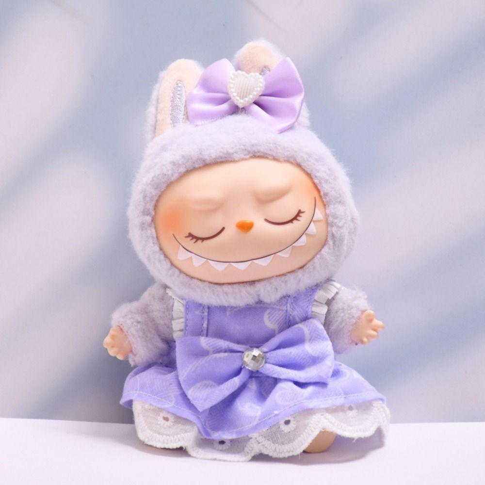 Hasentasche Labubu Puppenkleid Schleife 17cm Plüschpuppen Kleidung Baumwollpuppen Zubehör
