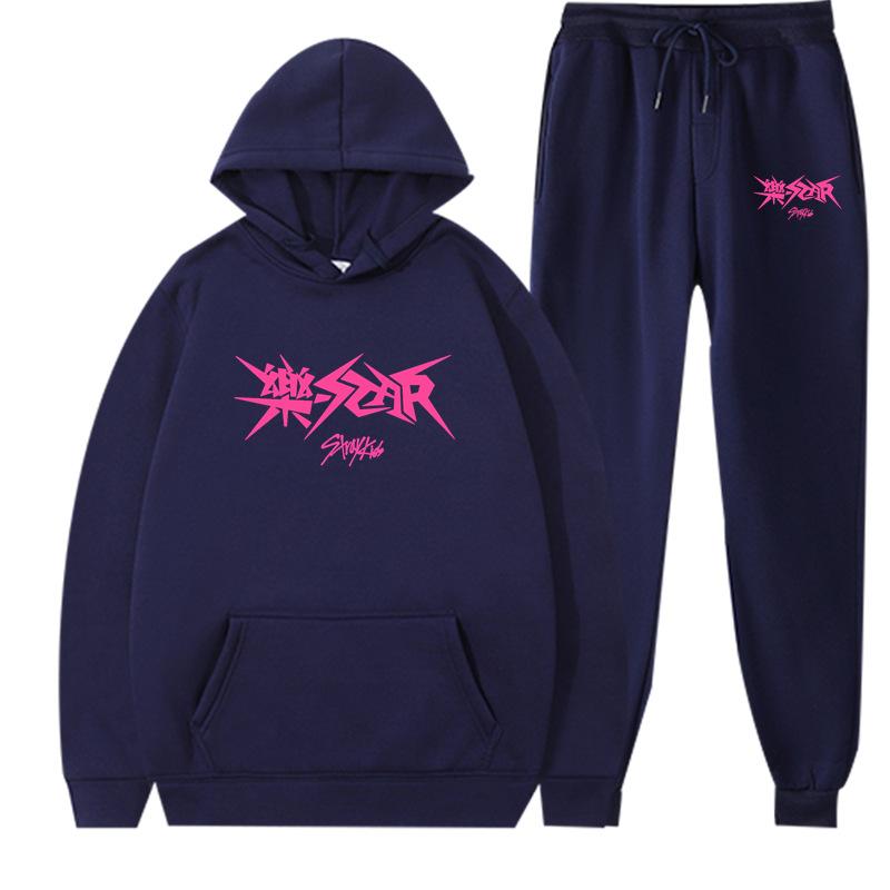New Straykids Peripheral Harajuku Printed Men's and Women's Sweatshirts Sweatpants Set Hoodie Straight Pants Cover