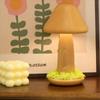 Warm Light Mushroom LED Night Light Beech Wood LED Light Twisted Mushroom Nightlight Three Colors Touch Switch