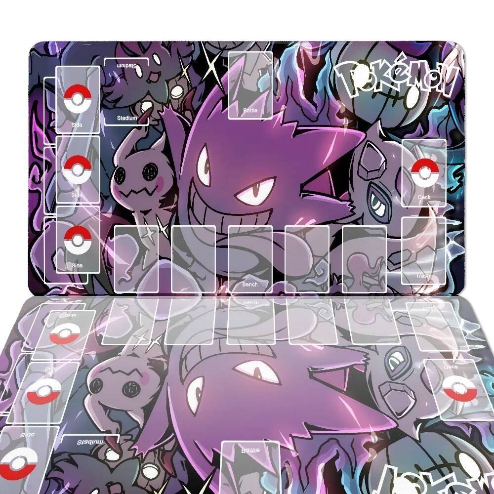 PPokemonGengar Grande Playmat Angewomon DTCG CCG Tappetino Gioco di Carte Collezionabili Tappetino Gioco da Tavolo Tappetino Mouse in Gomma Alta Qualità Gratuito