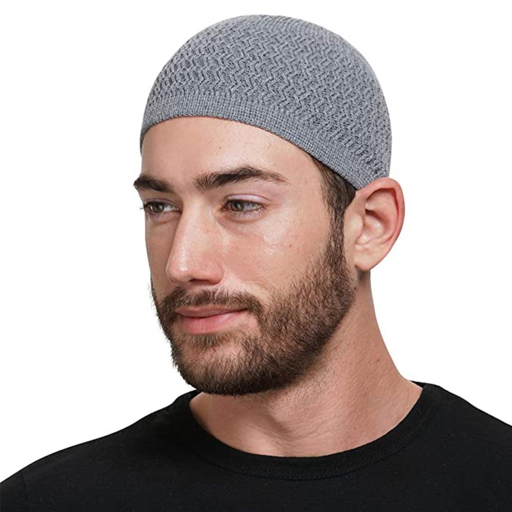 Cappello Beanie in Maglia Islamico Ramadan Unisex Cappellino Monocolore Invernale Caldo Cappelli da Preghiera Musulmani Uomini Cappelli da Avvolgere la Testa Uomini Donne