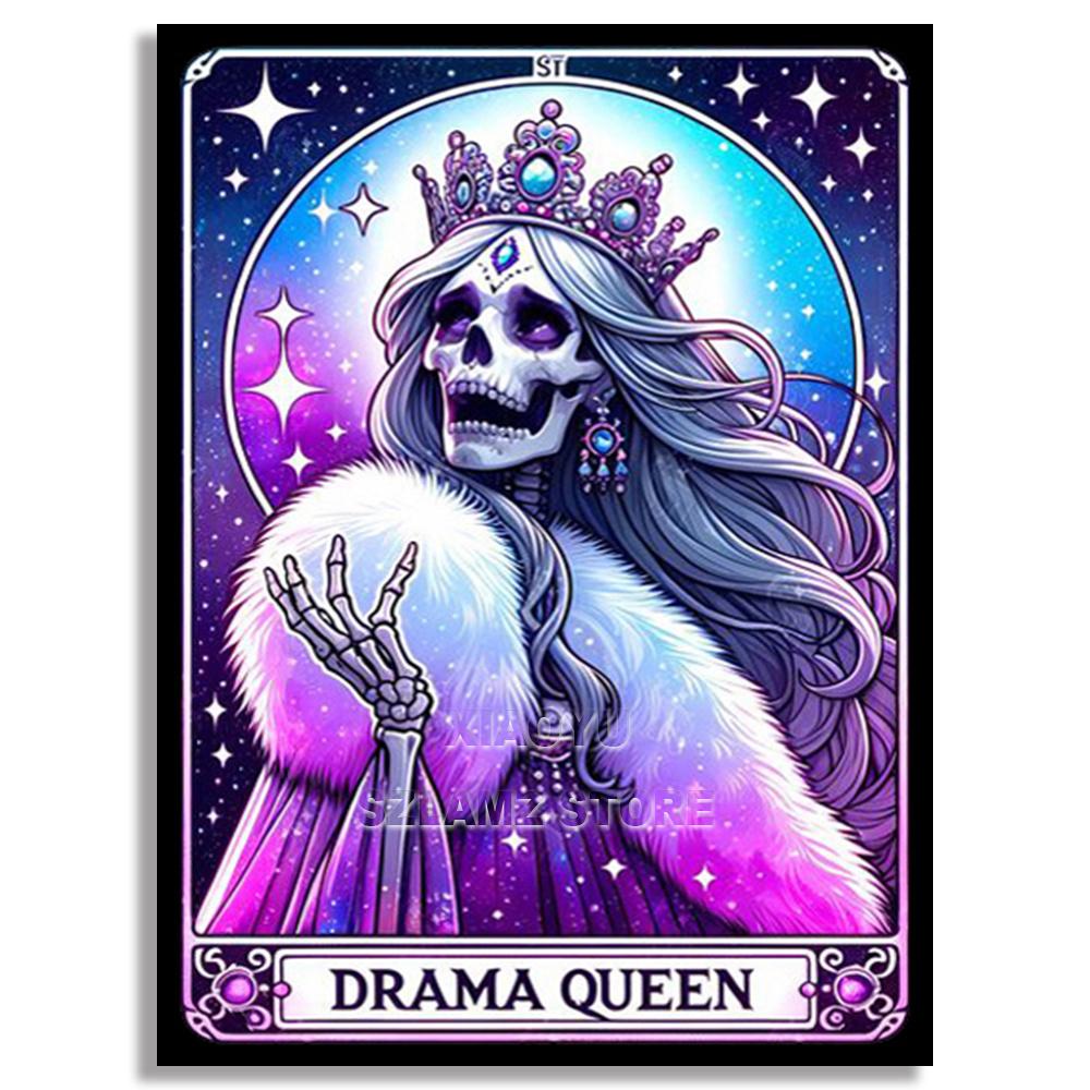 DIY Diamond Embroidery Tarot Card Diamond Painting Cartoon Skeleton Cross Stitch Set Halloween Art Decoration Gift