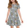 Girl Summer Dress Color & Print Short Sleeve Dress With Pocket Casual Dress Shorts Sleeve Party Dress Easter Day