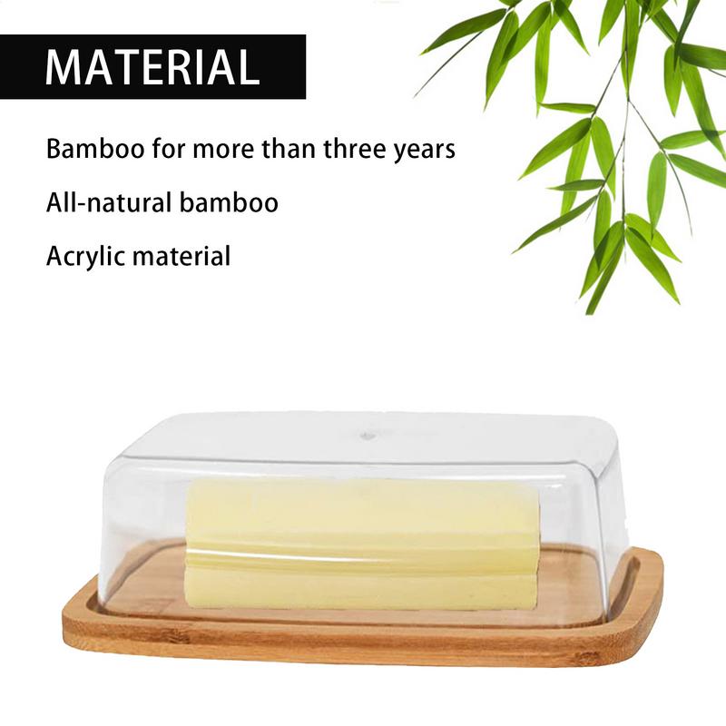 Butter Dish with Lid Covered Butter Holder for Countertop Bamboo Butter Keeper Storage Container for West and East Coast Butter