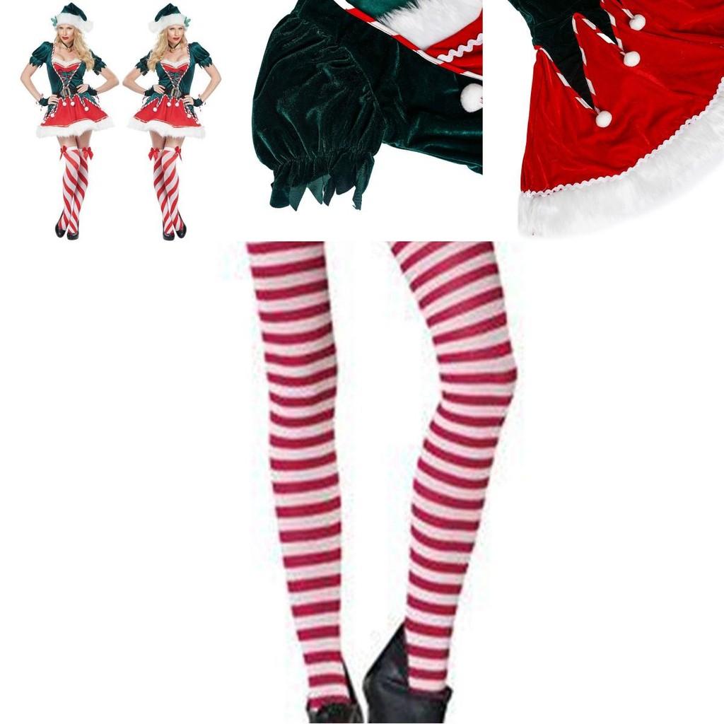 Sexy Green Velvet Santa's Helper Elf Xmas Party Costume With Faux Fur Accents