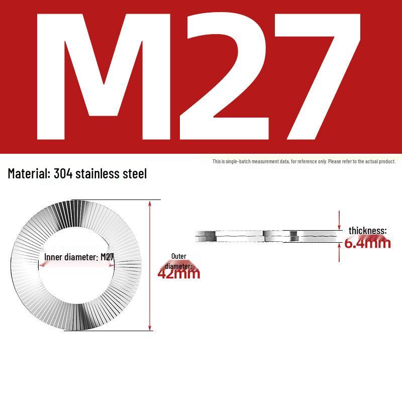 DIN25201 304 Stainless Steel Self-Locking Double Stack Washer, 65Mn Manganese Anti-Loosening, Double-Sided Tooth Layer.