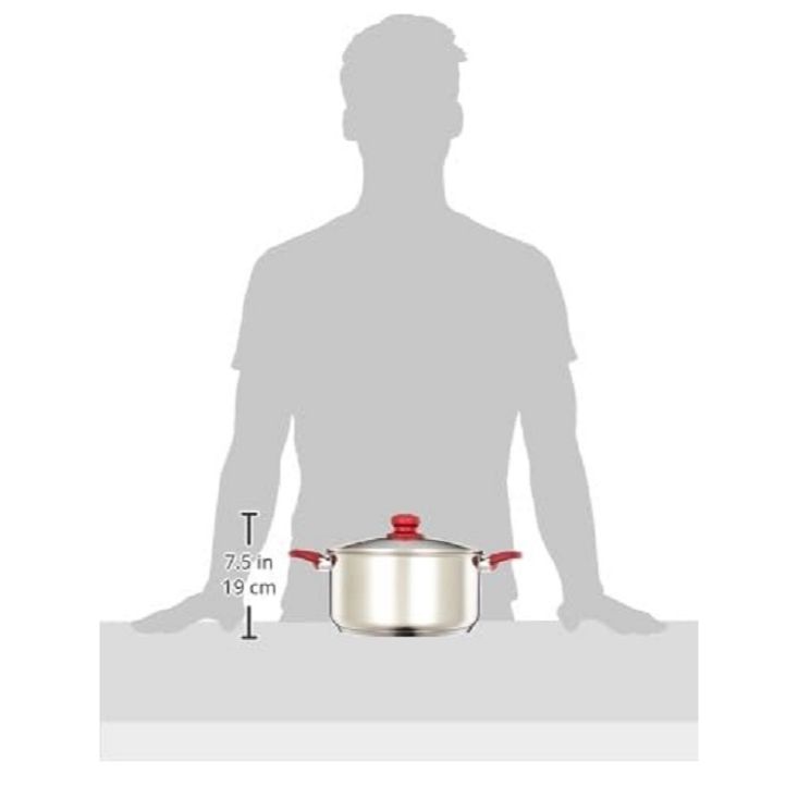 Stainless Steel Casserole with Glass Lid | Impact-Forged Bottom | Soft-Touch Handle | Dishwasher-Safe | 24 Cm, 5 L | Silver