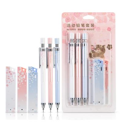 Juego de Lápices Mecánicos Multiusos de Dibujo Animado Tipo Presión Eficiente Escritura Fluida Lápiz de Dibujo con Mina de 0.5mm