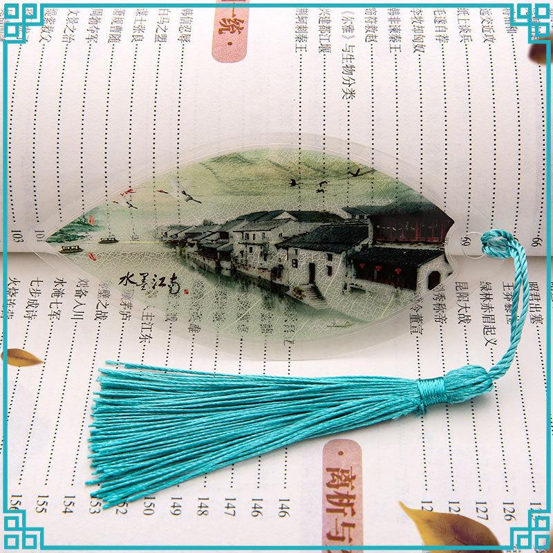 Transparent Bookmarks with Tassels Chinese Traditional Culture Plastic Bookmarks Student Teacher Stationery