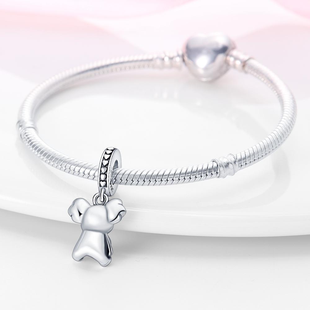 Charms Original Copper Koala Holds Heart Pendant Hand Beads Fit Bracelet Diy Fine Gift Women Delicate Jewelry Acces