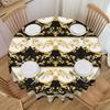 Luxury European Floral Print Tablecloth Round Waterproof Rococo Baroque Style Table Cover Cloth for Dining Room 60 Inch
