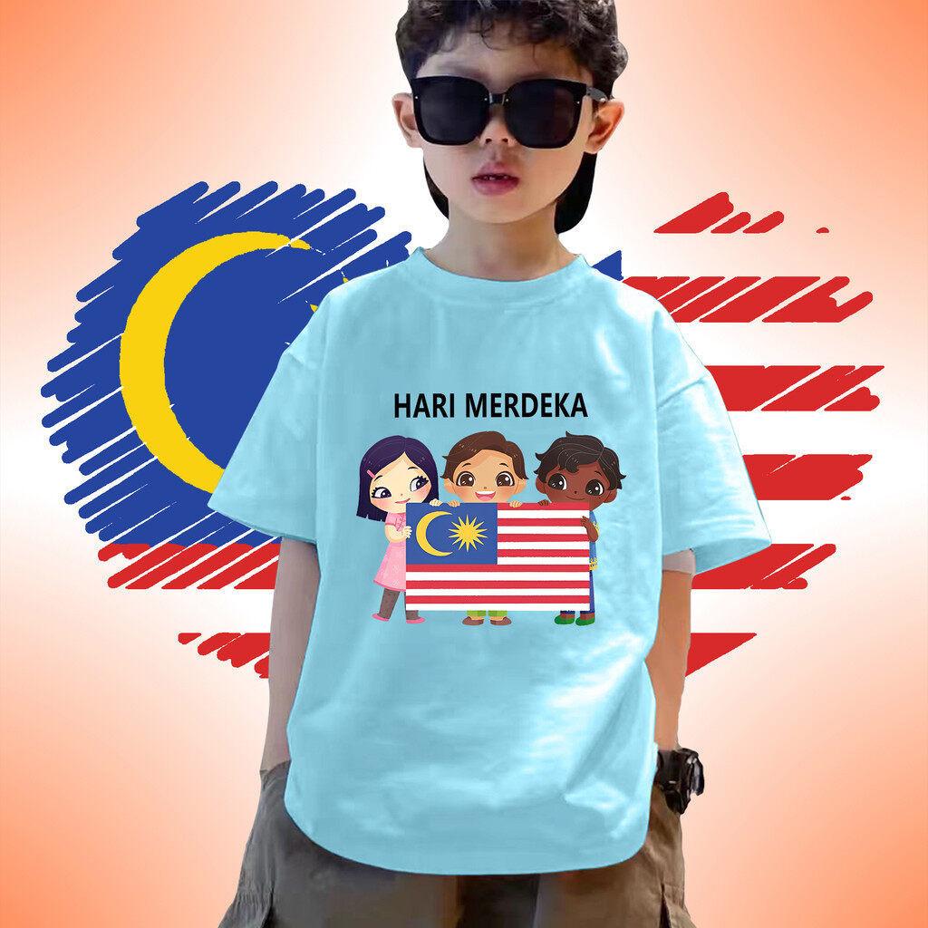 2025 Kids T Shirt Malaysia Merdeka Edition with Round Neck and Unique Celebration Print