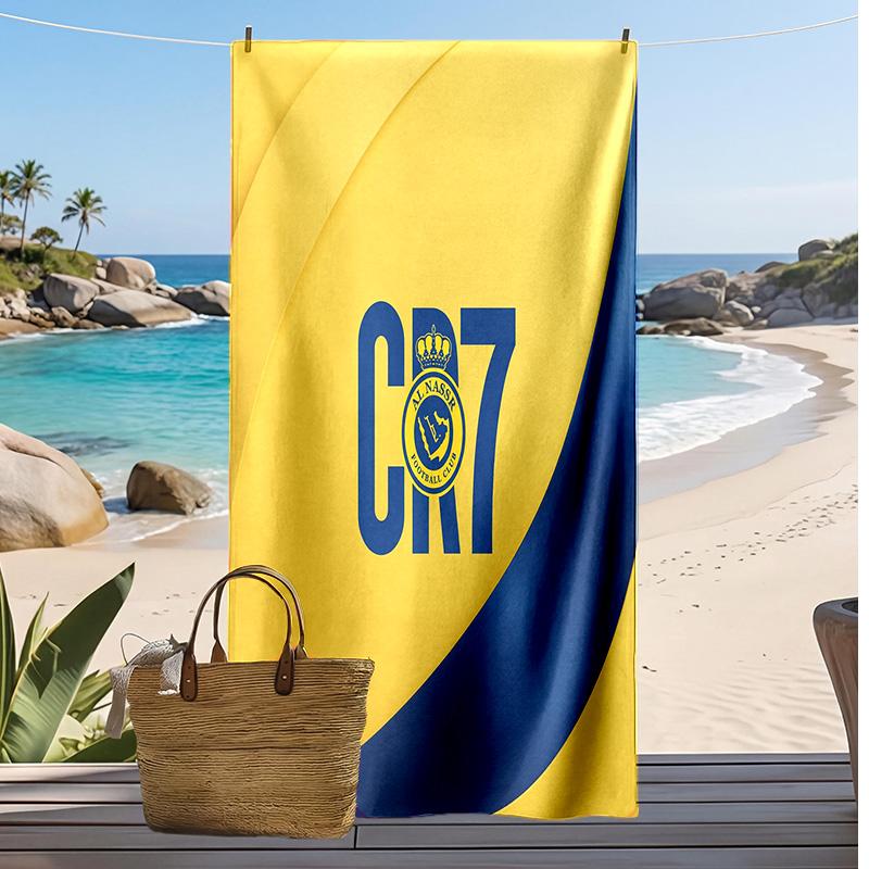 Cristiano Ronaldo Aufdruck Strandtuch Schnelltrocknend Super Saugfähig Weiches Badetuch zum Schwimmen Strand Reisen Fan Souvenir Geschenk