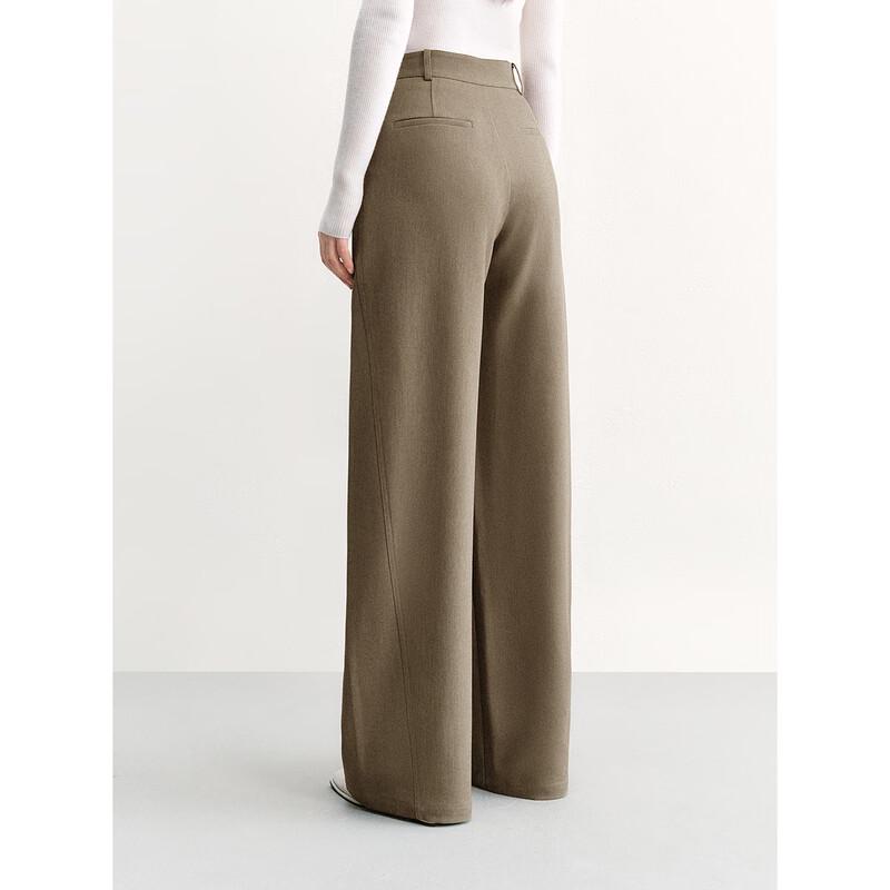 PEACEBIRD Women's Autumn High-Waisted Pleated Wide-Leg Pants