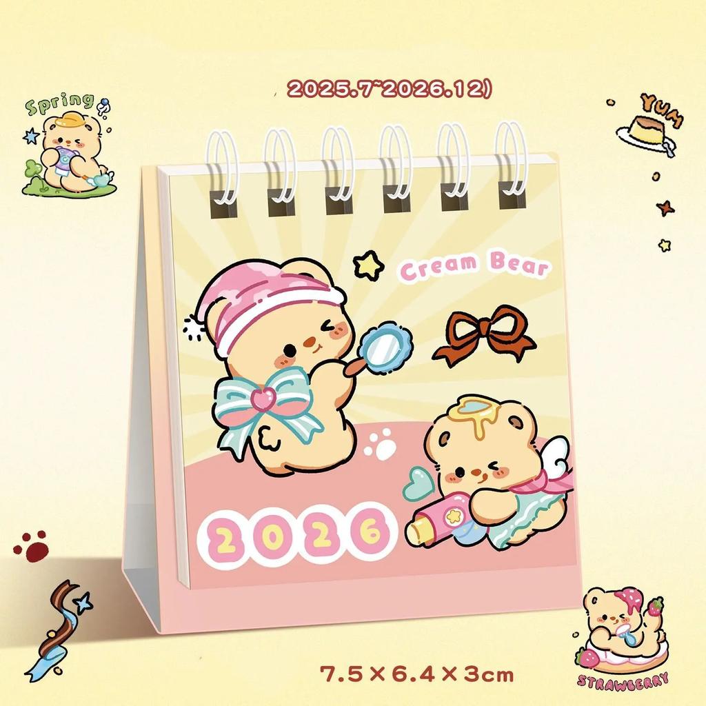 2026 Kalender Kapibara Cartoon Tischkalender Niedlicher Mini-Kalender Studentenbüro Desktop-Kalender