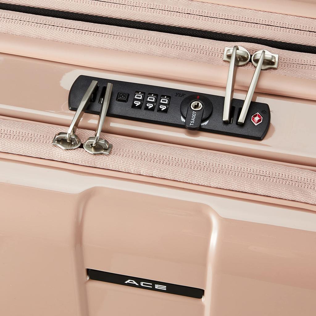 Suitcase Folds 4kg 57L Expandable function Caster stopper Front pocket inch PC storage 63 cm Pink beige One size [ACE] No.06906 (when expanded) 15.6