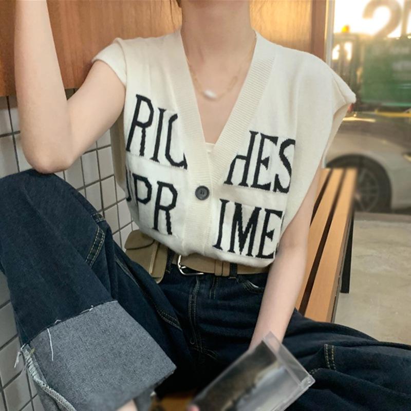 

Женский вязаный свитер, жилет, осенний милый жилет, джемперы, пуловеры, топы One Size