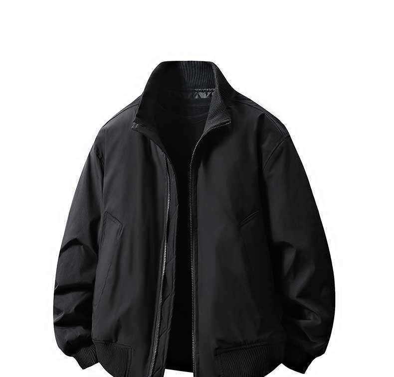 Herren Herbst Einfarbig Doppelreißverschluss Stehkragen Lässig Locker Jacke