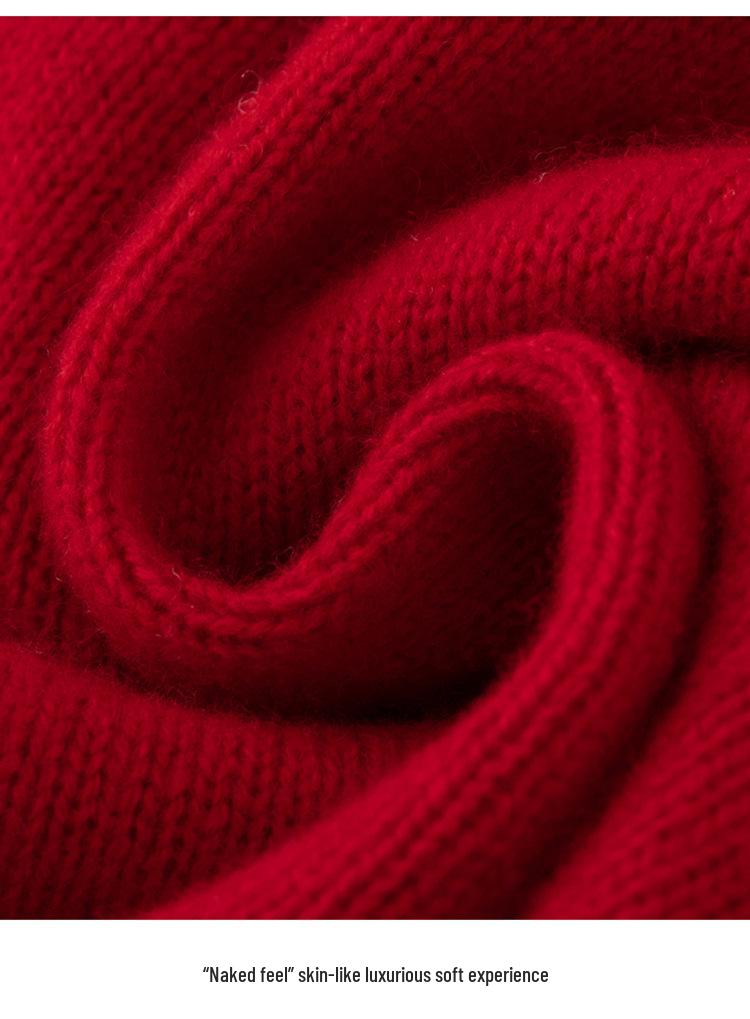 Women's Pure Wool Round Neck Knit Sweater with Handmade Embroidery - Autumn/Winter Loose Fit Cashmere Top