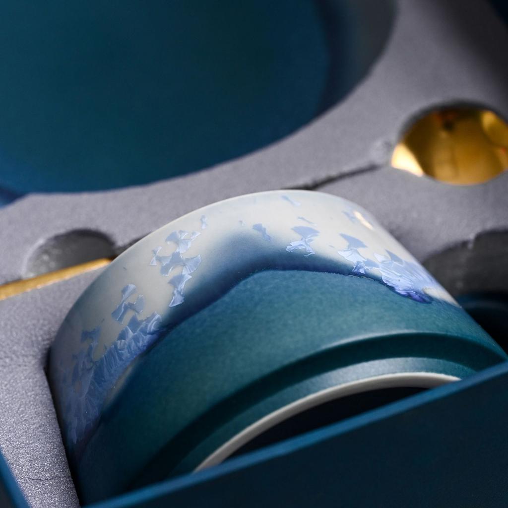 High-End Cultural And Creative Jianshan Crystal Glaze Coffee Cup Set With Bottom Support Spoon Ceramic Tea Cup Business Gift Gift Box