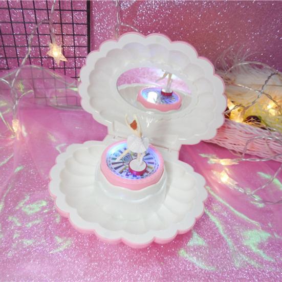 Kriauklės formos besisukanti mergaitė LED mirksinti muzikos dėžutė muzikinis žaislas vaikams Kalėdų dovana