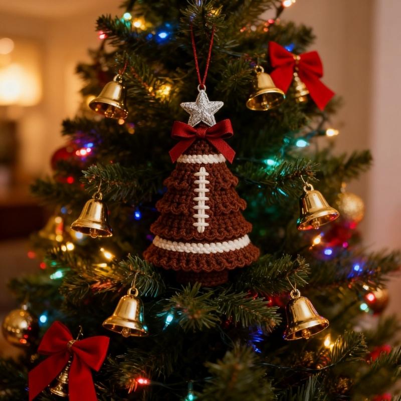 Handmade Crochet Christmas Tree Set For Home Decoration With Step-by-Step Tutorial Instruction Crochet Hook and Yarn
