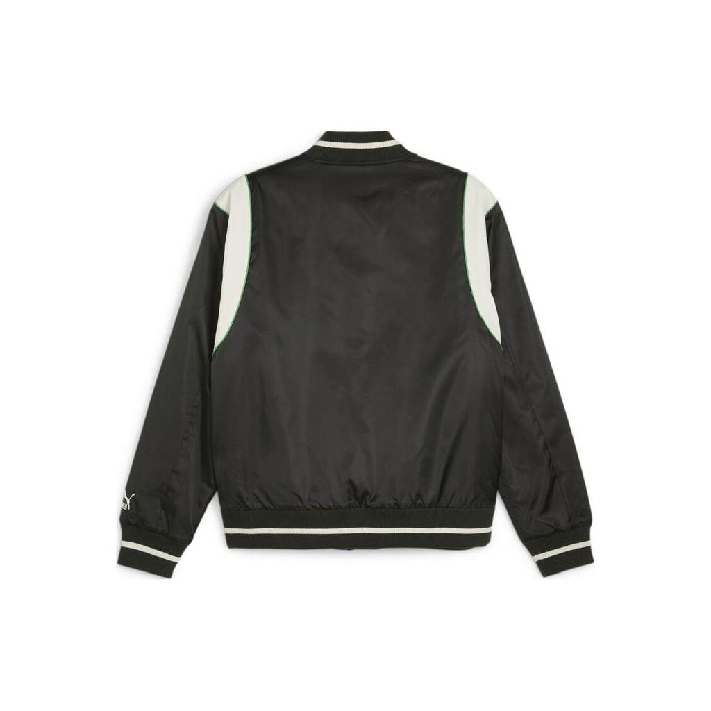 Puma Color Block Letter Print Long Sleeve Baseball Jacket Unisex Jackets Black 623691-01