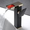Bathroom Basin Faucet Black Gold Brass LED Sink Mixer Tap Hot and Cold Unique Design Basin Lavtory Faucet Brass