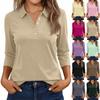 Damen Mode Lässig Revers Kurz 3/4 Ärmel Farbe Hemd Damen Oberteile