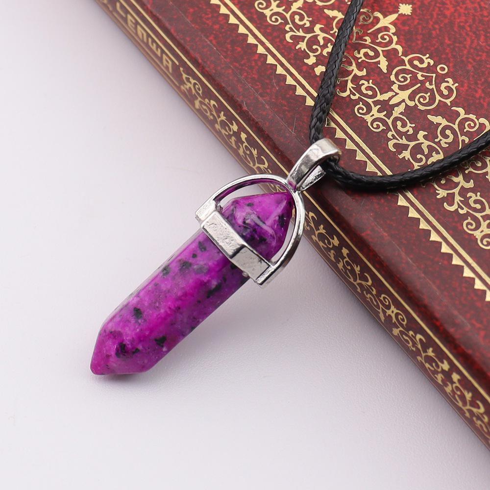 Handmade Amethyst & Rose Quartz Hexagonal Pendant Necklace N760