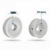 EBC21 Curvilinear Tooth Synchronous Pulley, S2M, Pitch 2.0, Flanged