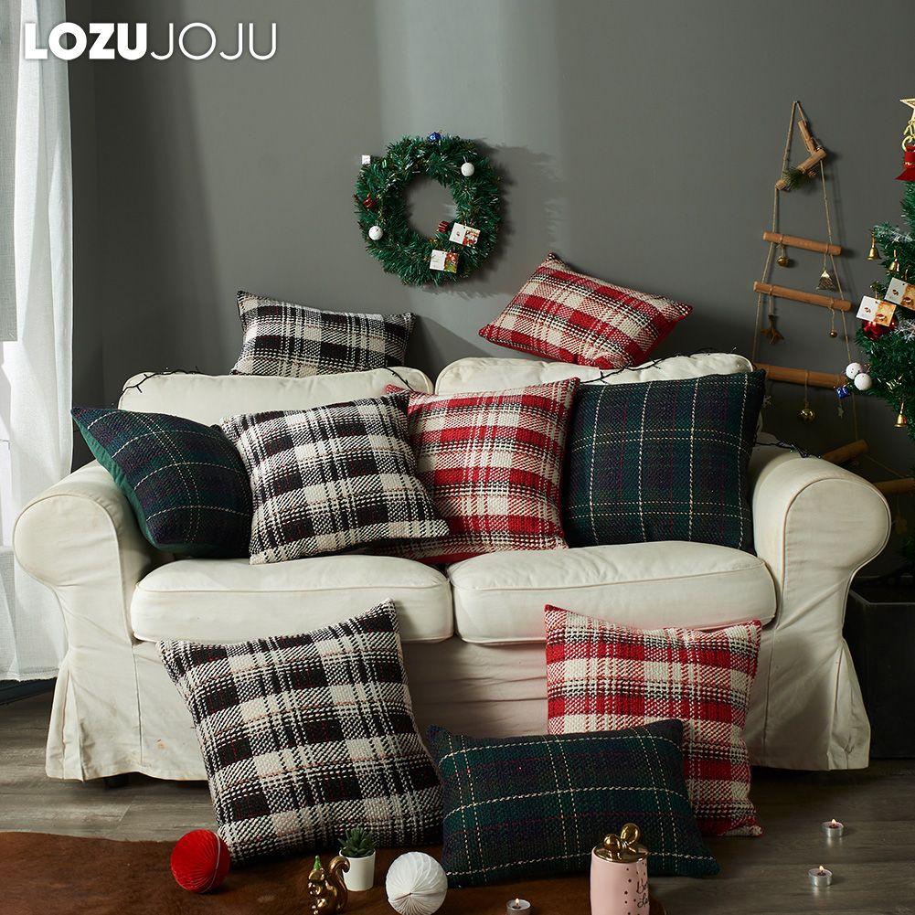 

1 шт. LOZUJOJU Рождественский красный черный плед наволочка домашний декоративный чехол для подушки диван 45x45 см/30x50 см/50x50 см