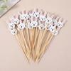 100pcs Easter Disposable Bamboo Skewers Rabbit Eggs Food Picks Fruit Fork Cupcake Buffet Stick Easter Party Decoration Birthday
