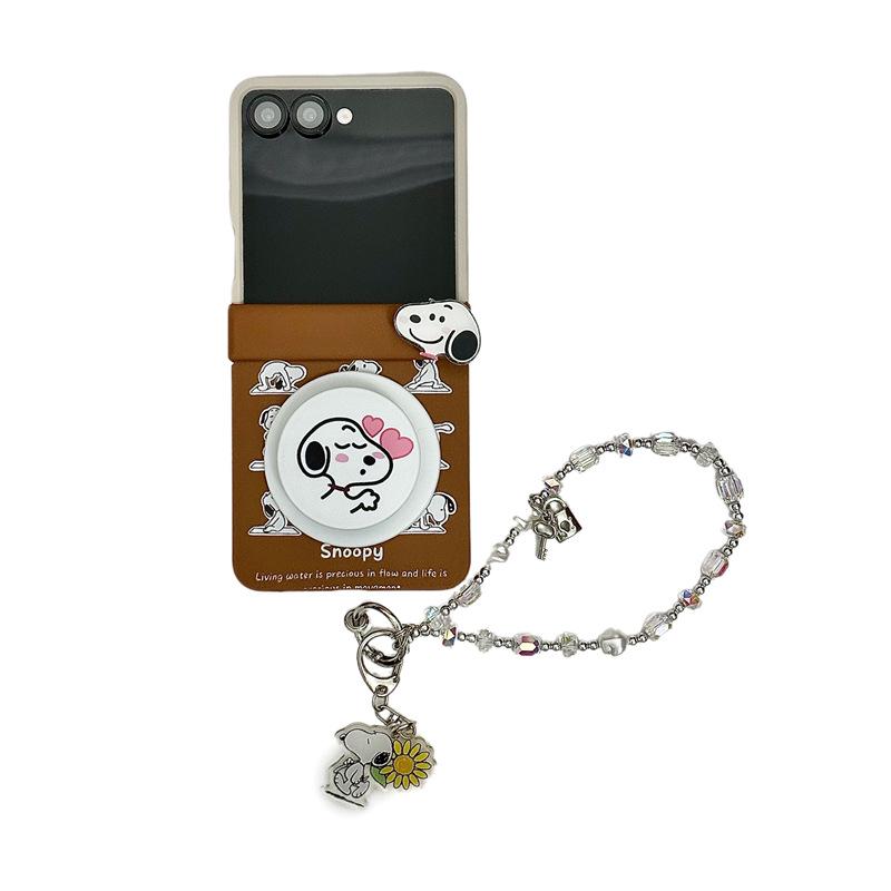 Korean Cartoon 9-Grid Phone Case for Samsung ZFlip6/Z5 with Color Block and Magnetic Stand