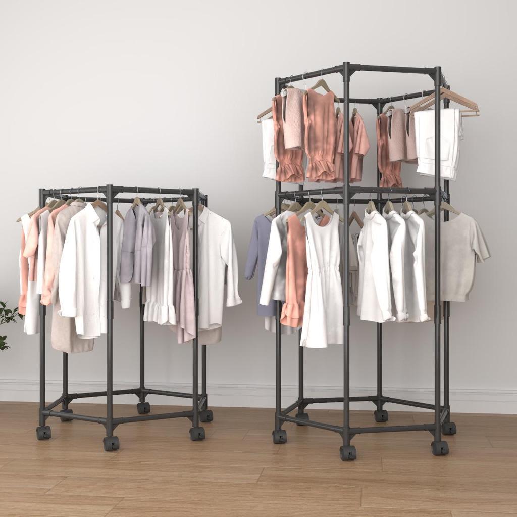 TEMU Movable Clothes Rack: Simple Home Floor, Indoor Balcony & Dormitory Drying Solution.
