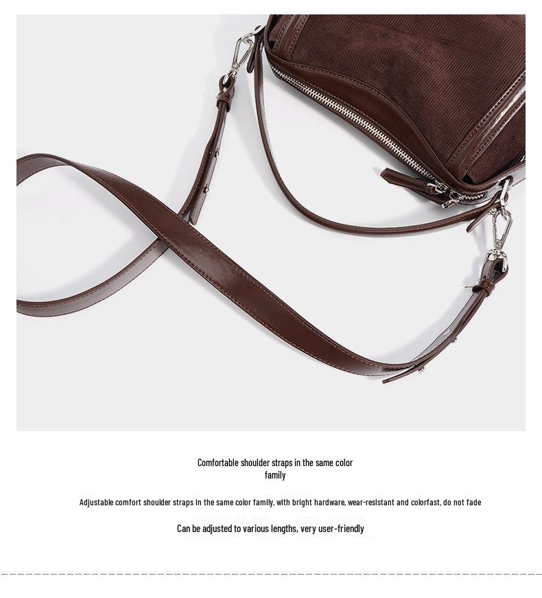 2025 Simple Textured Cowhide Boston Crossbody Bag with Niche Design