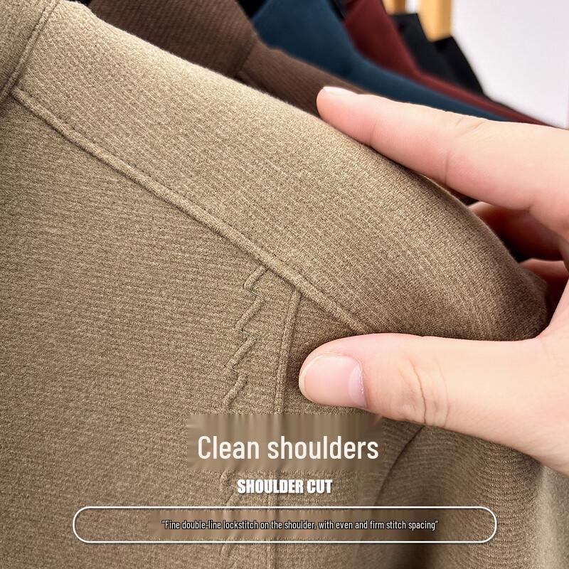 Peimeng Autumn/Winter Men's Stand-Collar Casual Solid Knit Sweater