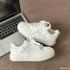 Retro Thick Soled White Shoes for Women's Spring Summer New Round Toe Casual Lace Up Simple Comfortable Women's Board Shoes
