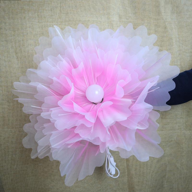 Man-made Large Yarn Flower Set with Lamp Living Room Floor Placement Garden Decoration Outdoor High Quality Artificial Flowers