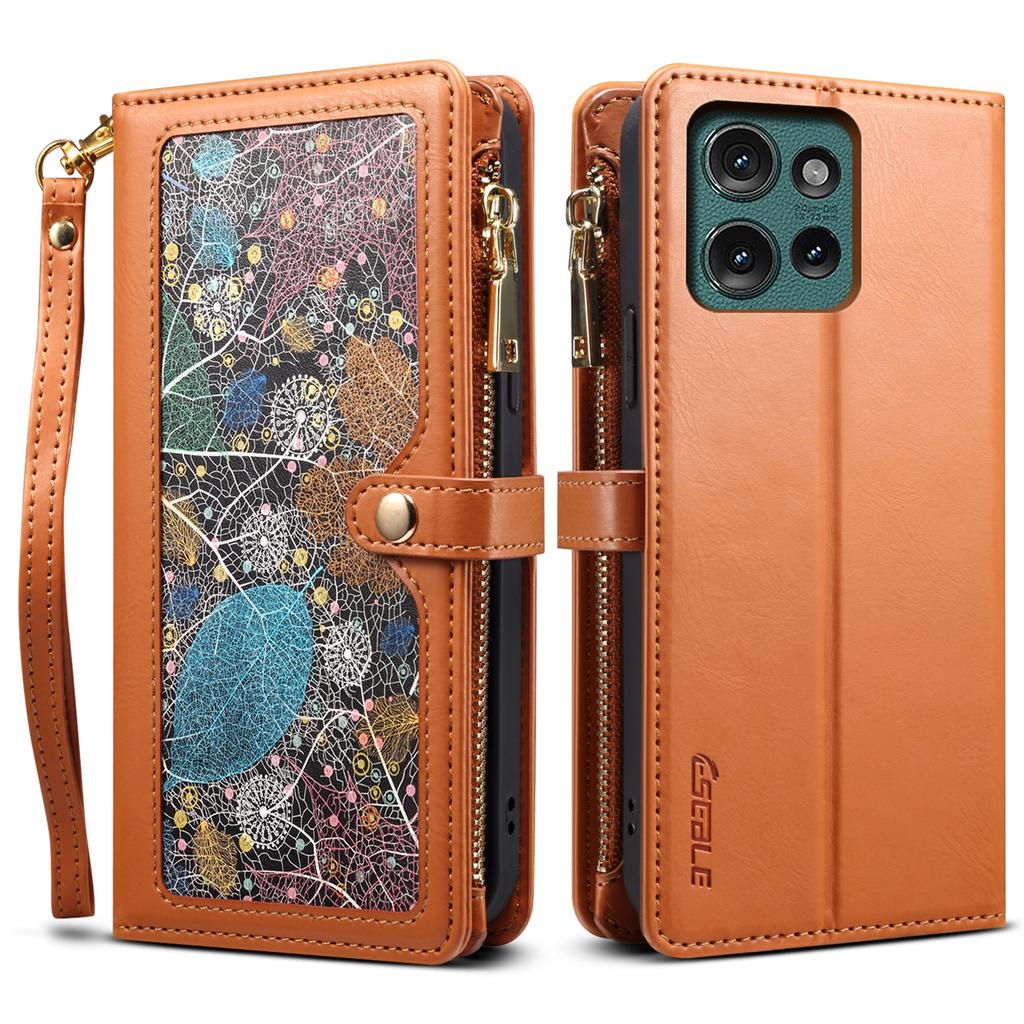 ESEBLE Galaxy Series For Motorola Edge 50 Neo 5G/Moto S50 5G/Thinkphone 25 5G Case Leather Zipper Phone Cover RFID Blocking